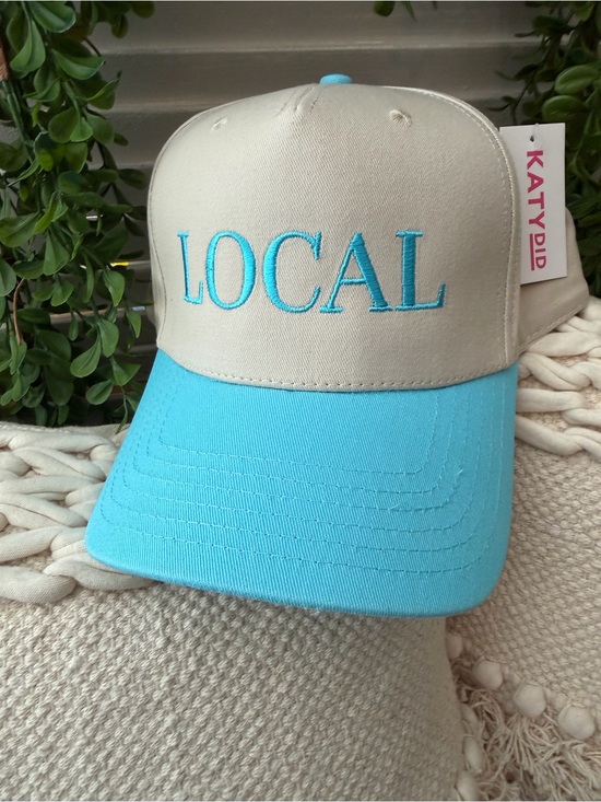 Katydid Accessories - Katydid Two-Tone Cream and Bright Blue "LOCAL" Baseball Cap